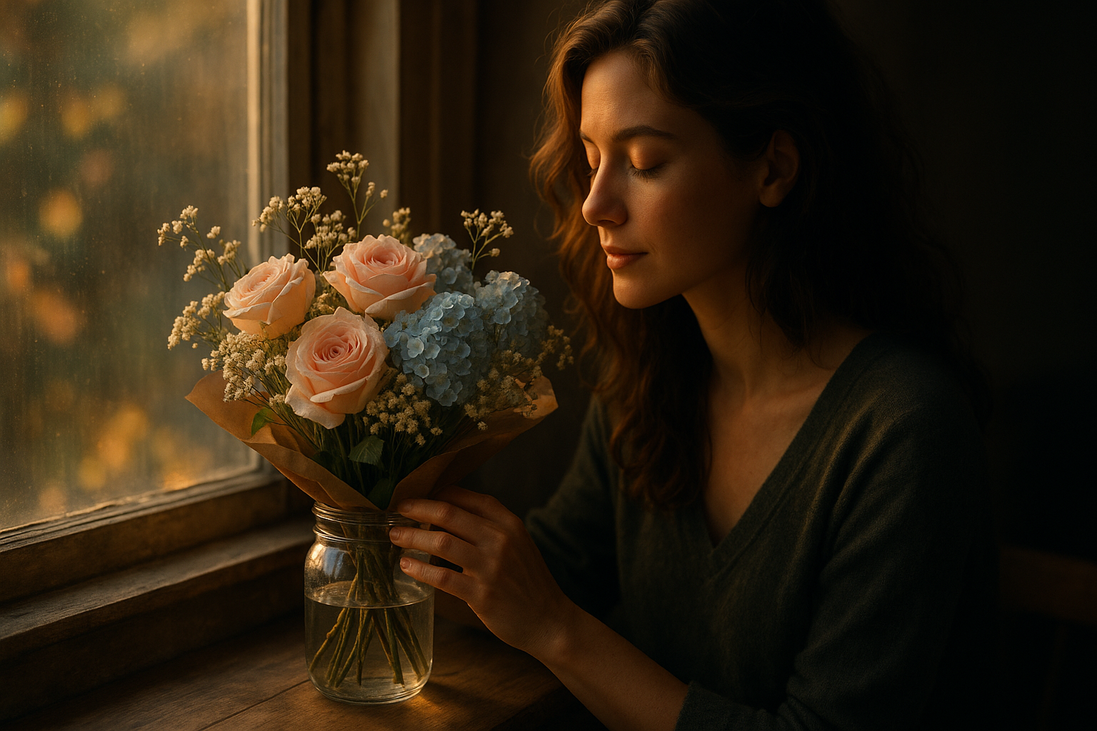 she bought flower for herself- dazzling pearl